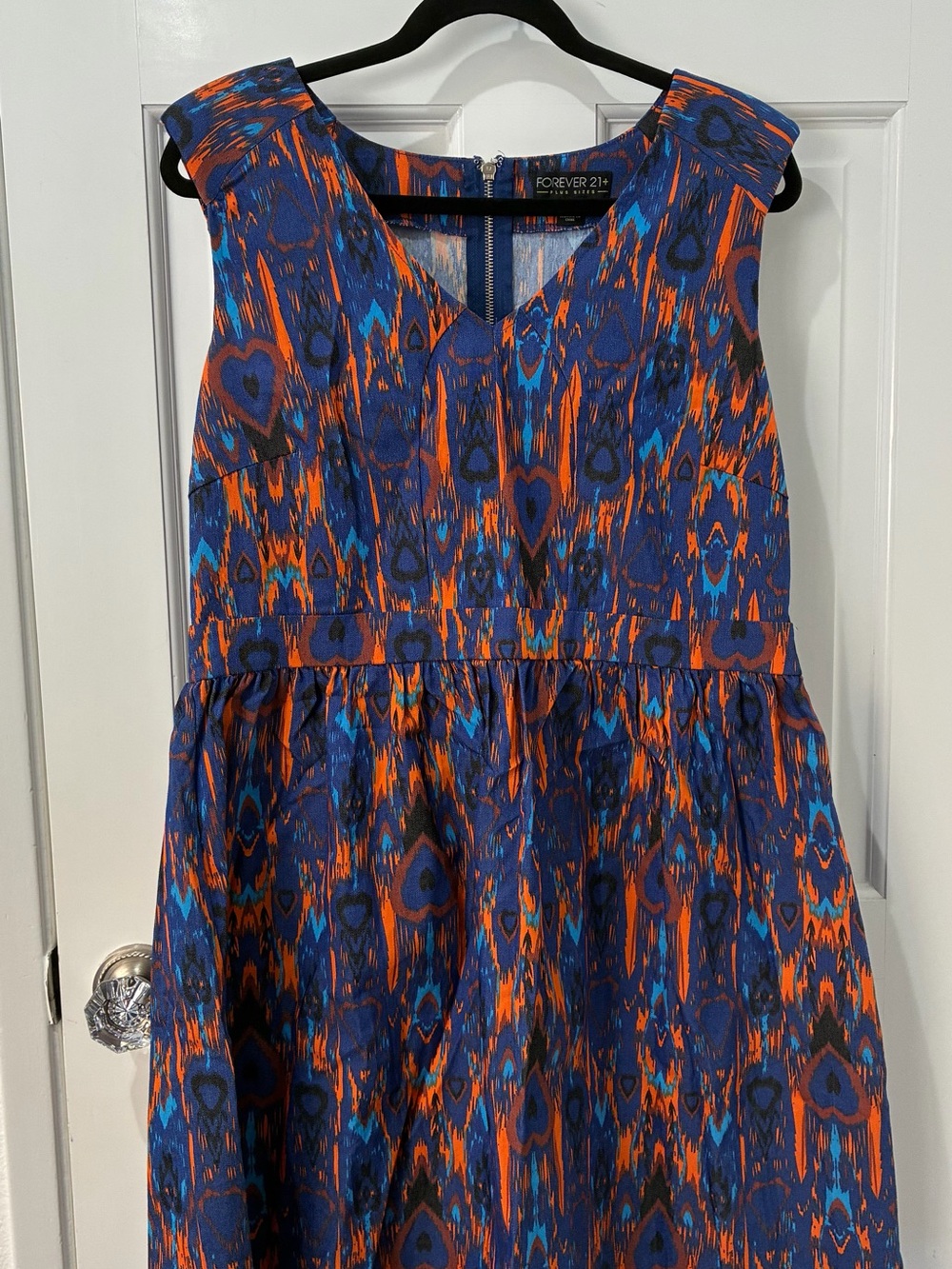 Forever 21+ blue and orange ikat print dress